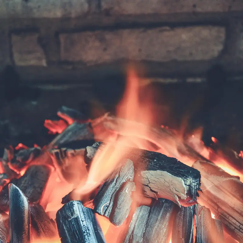 closeup of roaring open fire