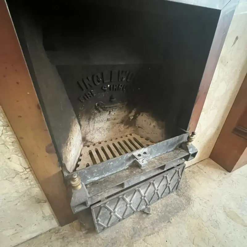 cleaned open fire grate